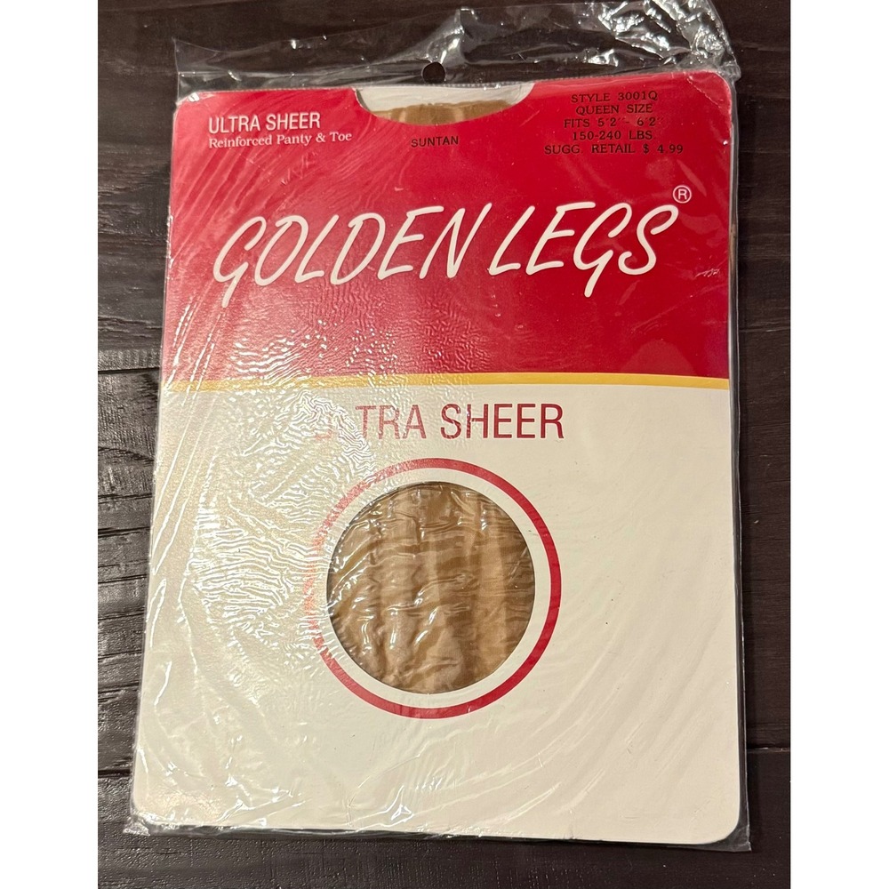 Golden Legs Womens Queen Pantyhose Suntan Ultra Sheer Reinforced Panty Toe NEW